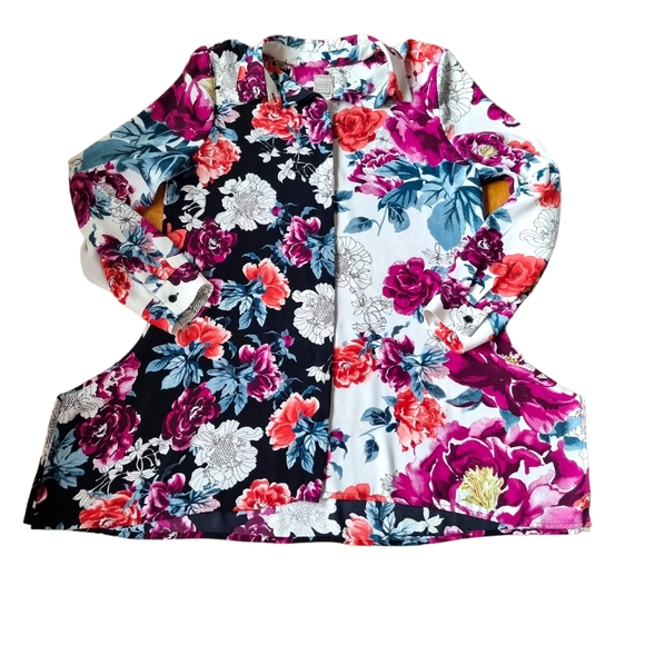 Chico's Long Floral Button Down Flowy Blouse - Picture 5 of 9